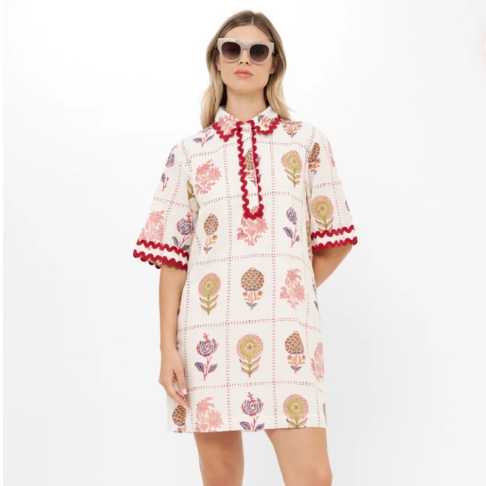 Oliphant Taormina Cream Collared Mini Shirt Dress